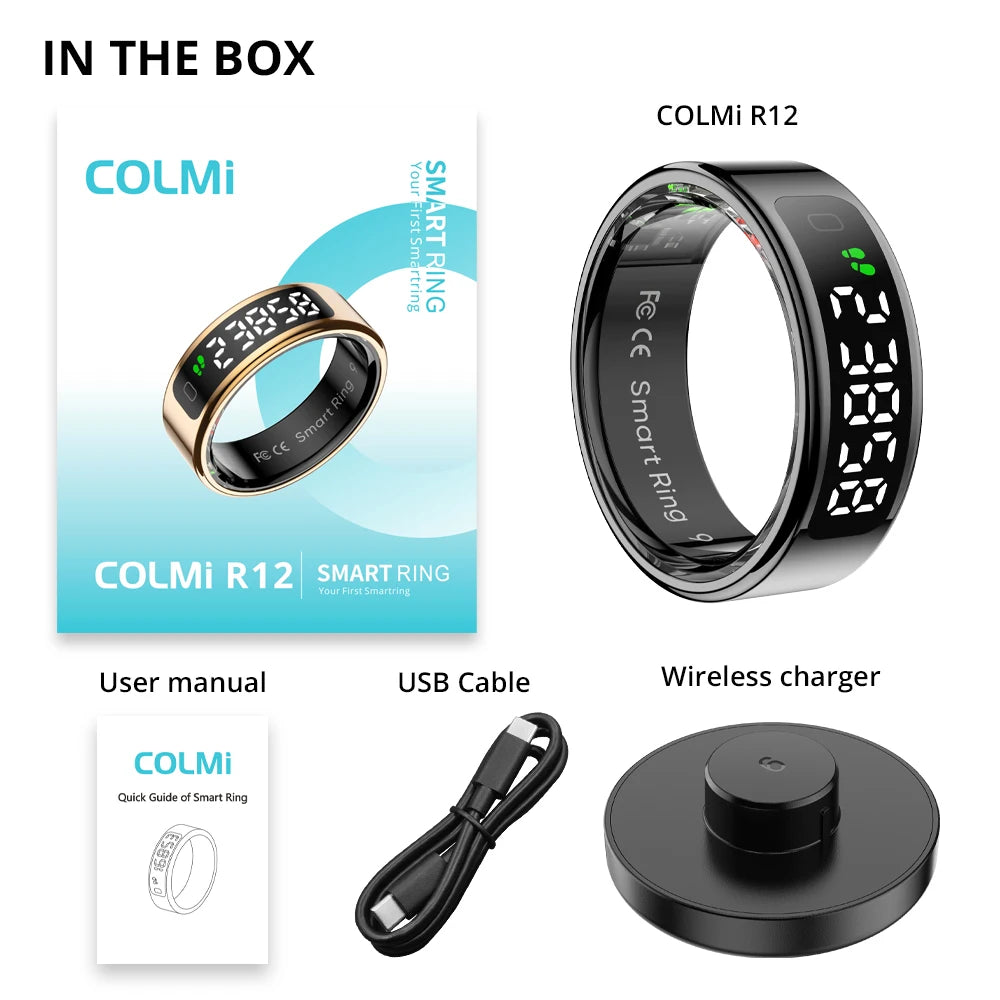 Smart Ring for Health Tracking | OLED Display | Heart Rate, SpO₂, Sleep & Stress Monitor | 5ATM Waterproof, Wireless Charging