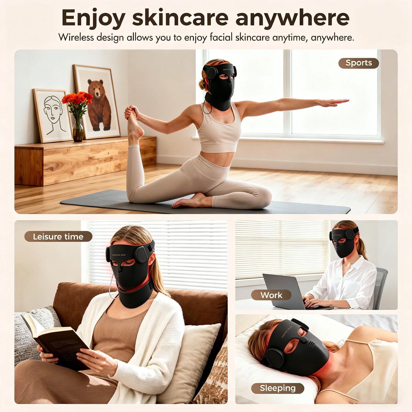 LED Red Light Therapy Face Mask With Neck Coverage