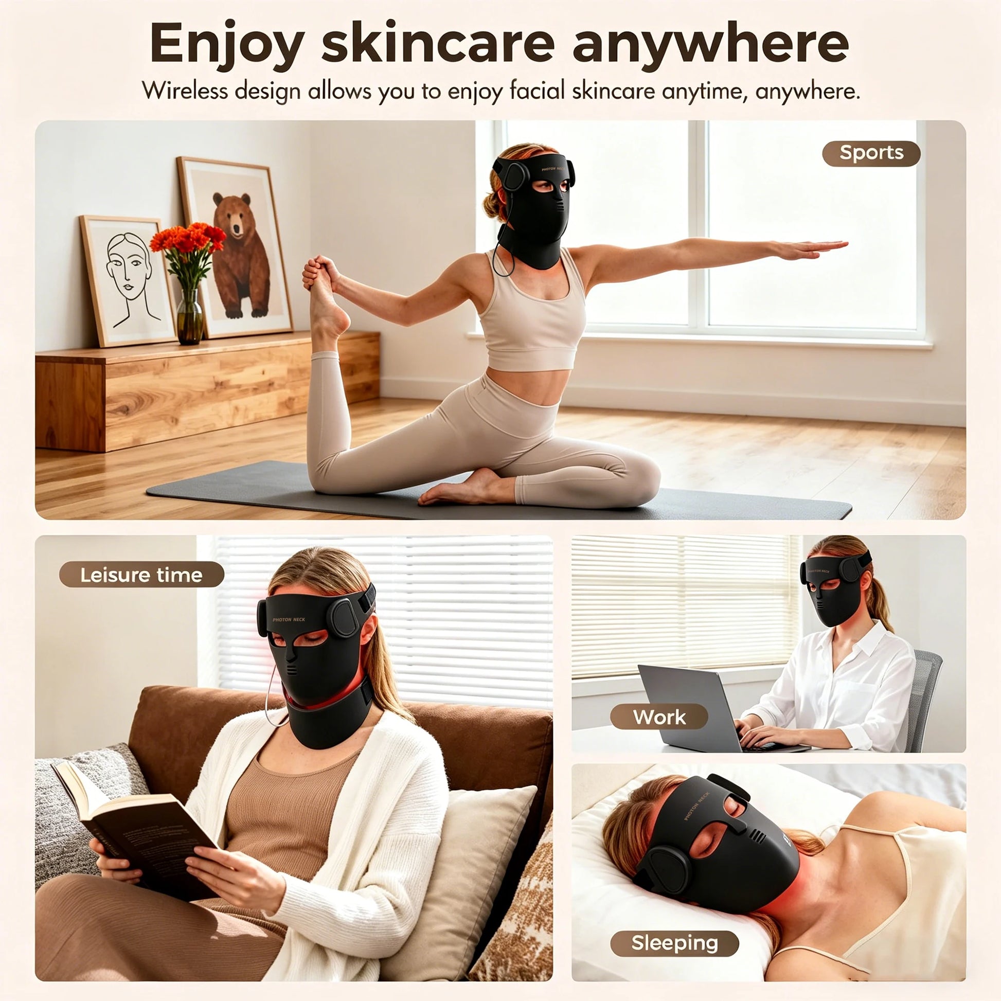 LED Red Light Therapy Face Mask With Neck Coverage