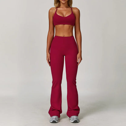 Seamless Yoga Set for Women | Long Sleeve Sports Bra and Leggings Workout Set with Breathable Stretch Fabric