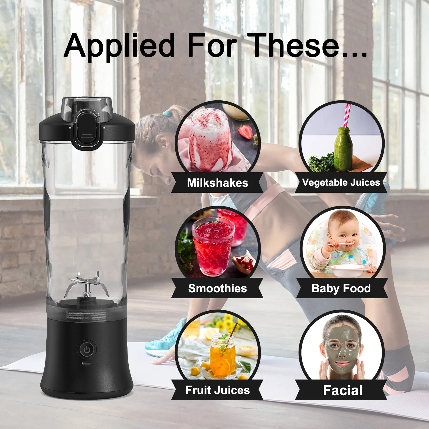 Portable Blender | 6-Blade | 600ML | Rechargeable | USB Type-C | Ice-Crushing Power