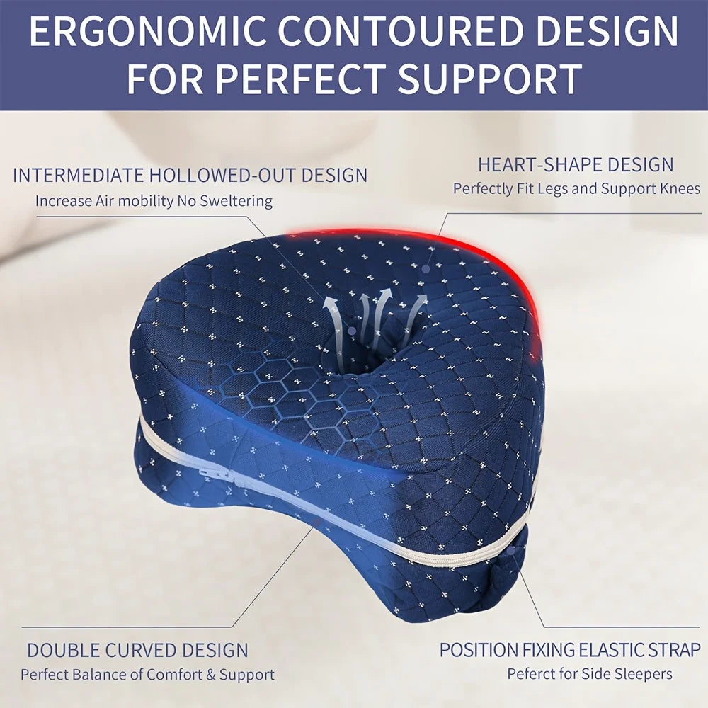 Memory Foam Knee Pillow | Side Sleeper Leg Support for Hip, Back & Sciatica Relief