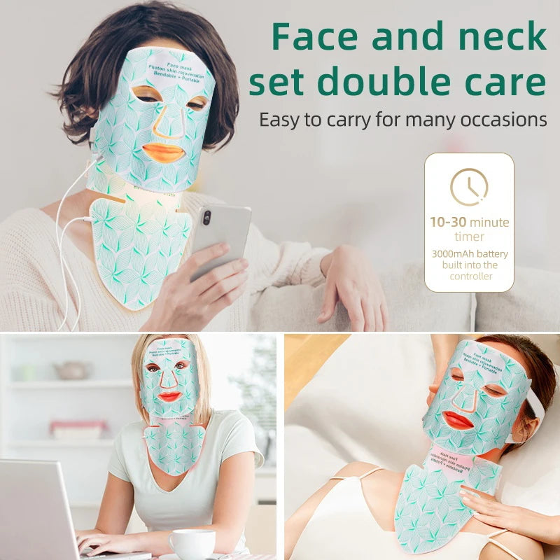 LED Face and Neck Light Therapy Mask – 8 Color Skin Rejuvenation