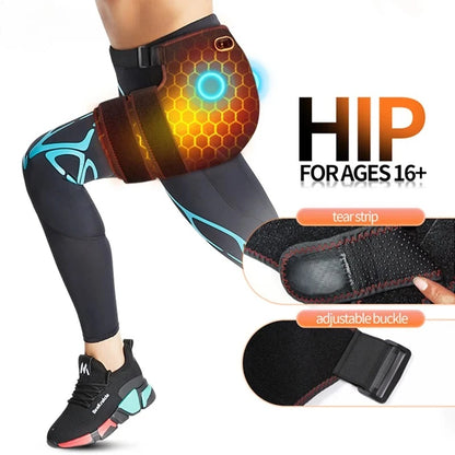 Heated Hip Brace with Vibration Massage | Cordless Sciatica Pain Relief Wrap, Lower Back & Hip Support Belt with Heat Therapy