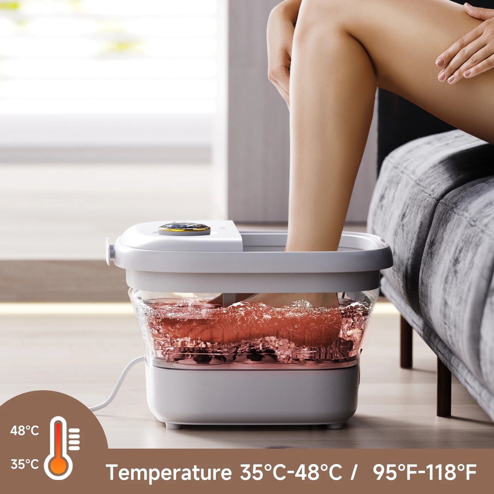 Foot Spa Bath Massager | Bubble Foot Bath Soaker Tub, Heat Control & Pedicure Rollers