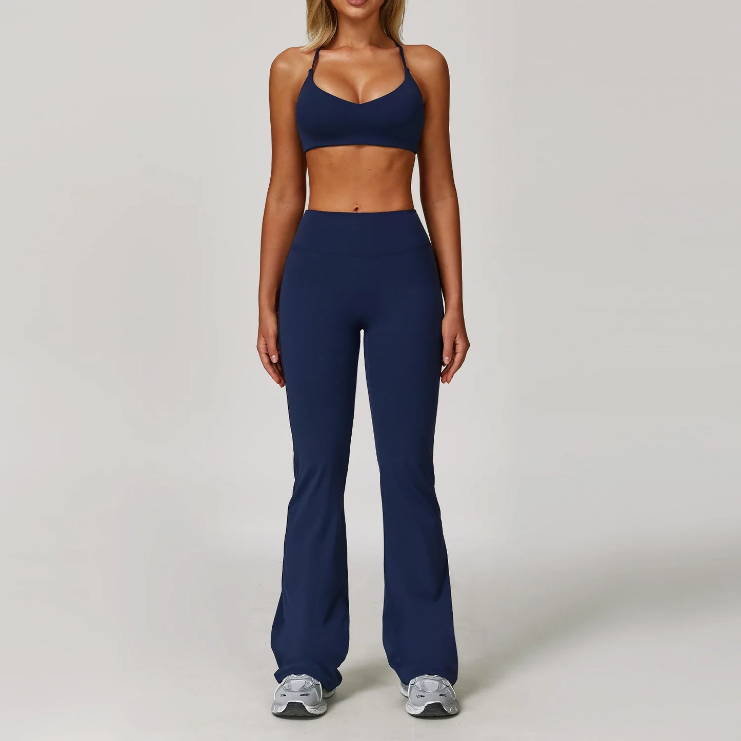 Seamless Yoga Set for Women | Long Sleeve Sports Bra and Leggings Workout Set with Breathable Stretch Fabric