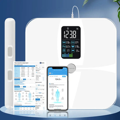 8-Electrode Smart Body Fat Scale | 20 Metrics | Segmental BIA | USB Rechargeable | App Sync & 400 lb Capacity