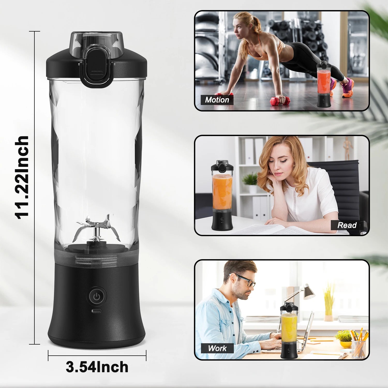 Portable Blender | 6-Blade | 600ML | Rechargeable | USB Type-C | Ice-Crushing Power