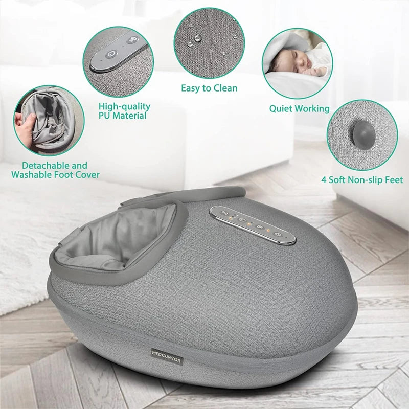 Reflexology Foot Massager with Heat | Shiatsu Deep Kneading Roller | Pain Relief & Muscle Relaxation for Home & Office Use Grey