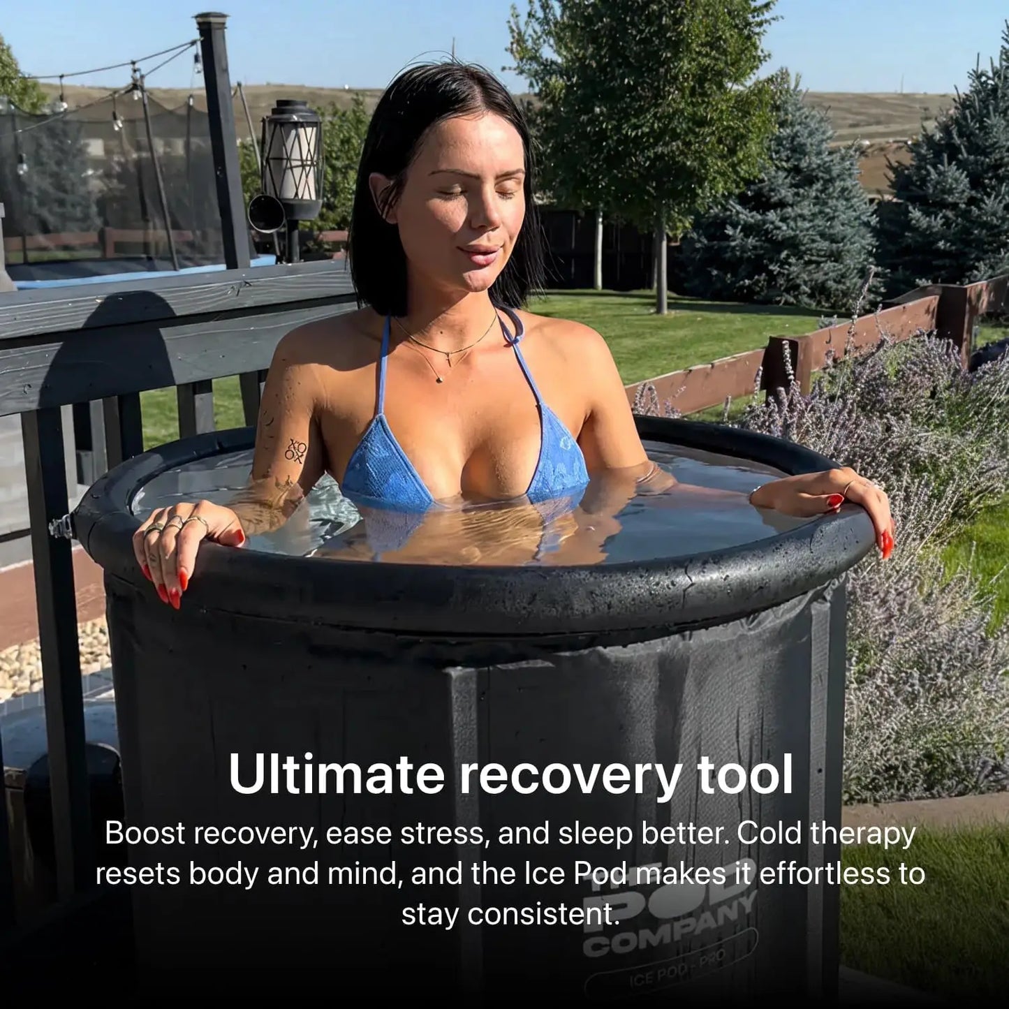 Portable Ice Bath Tub with Cover and Side Drain, 84 Gal
