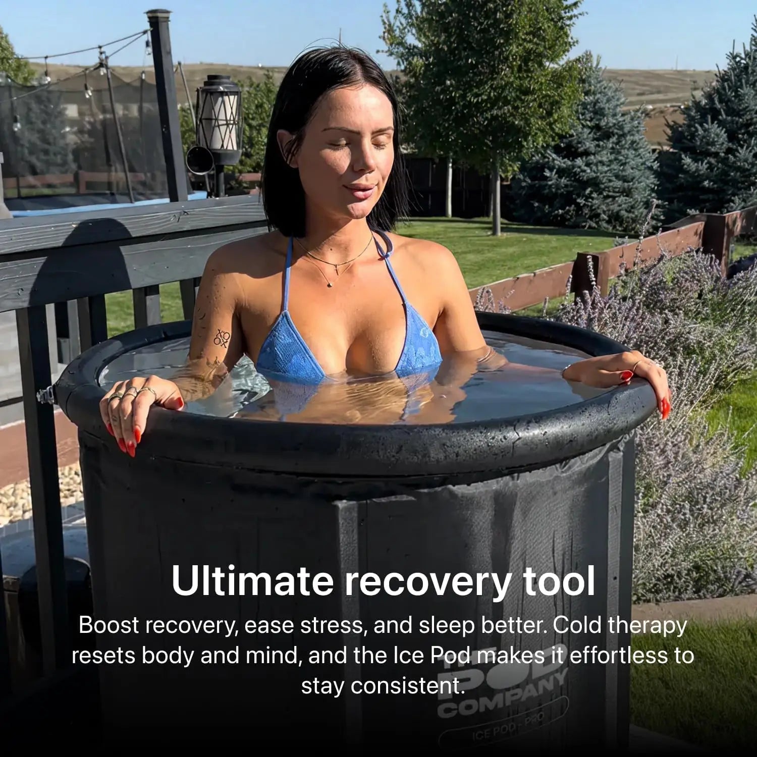 Portable Ice Bath Tub with Cover and Side Drain, 84 Gal
