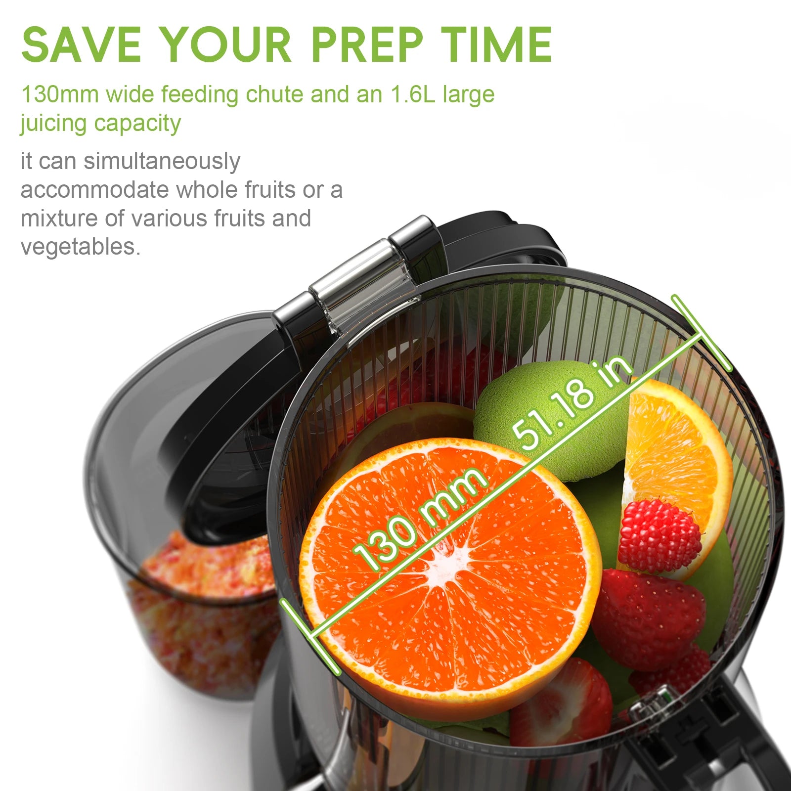 Cold Press Juicer | 5.1" Wide Chute Slow Masticating, BPA-Free Quiet Motor & Easy Clean, fits Whole Fruits & Veggies