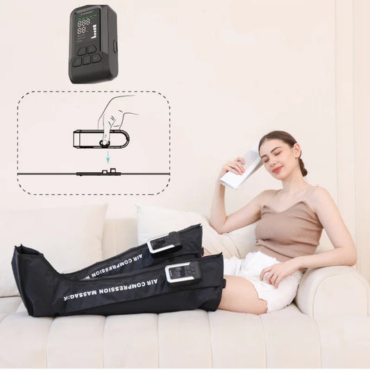 Leg Compression Massager with Air Pressure | Wireless Foot Calf Thigh Massager Wraps, Circulation Support, Rechargeable