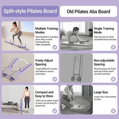 2-in-1 Ab & Ski Board | Pilates Reformer, Core & Leg Trainer | Home Gym Portable Split Machine with Resistance & Kneeling Pads