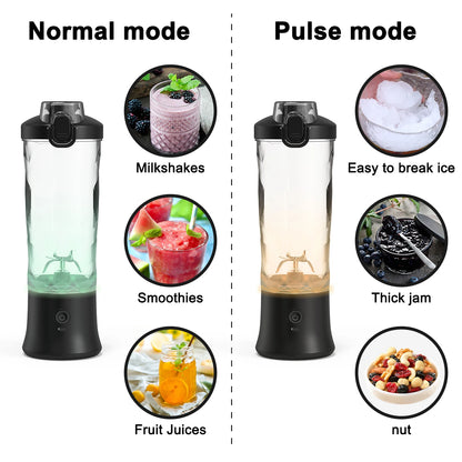 Portable Blender | 6-Blade | 600ML | Rechargeable | USB Type-C | Ice-Crushing Power