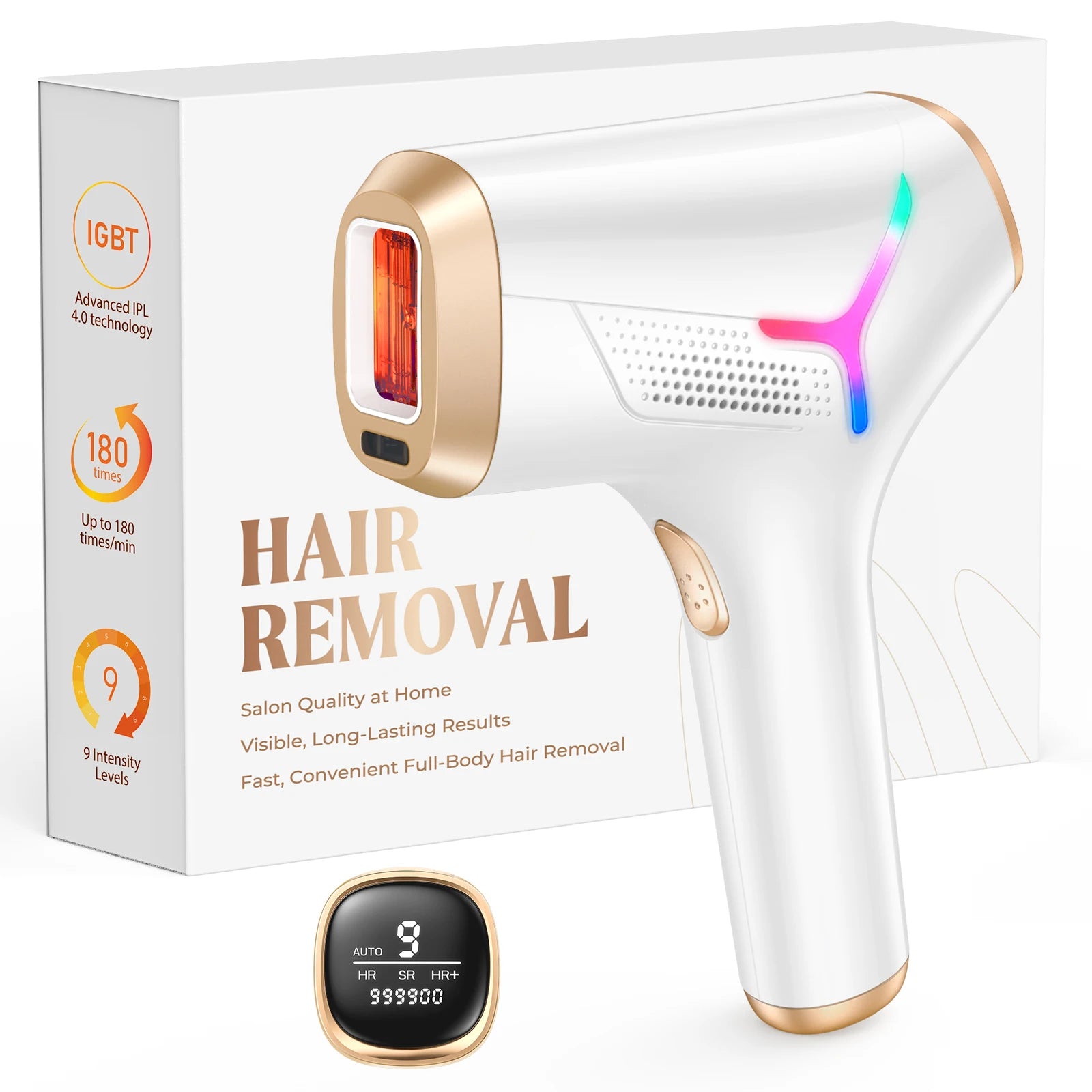 AI06 IPL Hair Removal Device | 999,999 Flashes, 9 Energy Levels, Auto & Manual Modes | Painless Long-Term Laser Hair Removal at Home