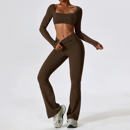 Seamless Yoga Set for Women | 2-Piece Sports Bra and Leggings Workout Outfit with Breathable Compression Fit