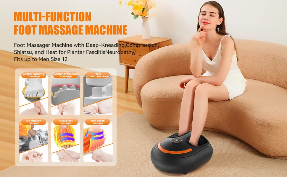 Foot Pain Recovery System | Shiatsu Foot Massager with Heat | Air Compression Foot Massage Machine with LCD & Remote