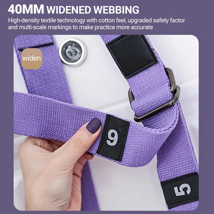 Adjustable Aerial Yoga Strap – Metal-Buckle Stretch Belt for Splits, Inversions & Backbends, Cotton-Blend, Pink/Green/Purple