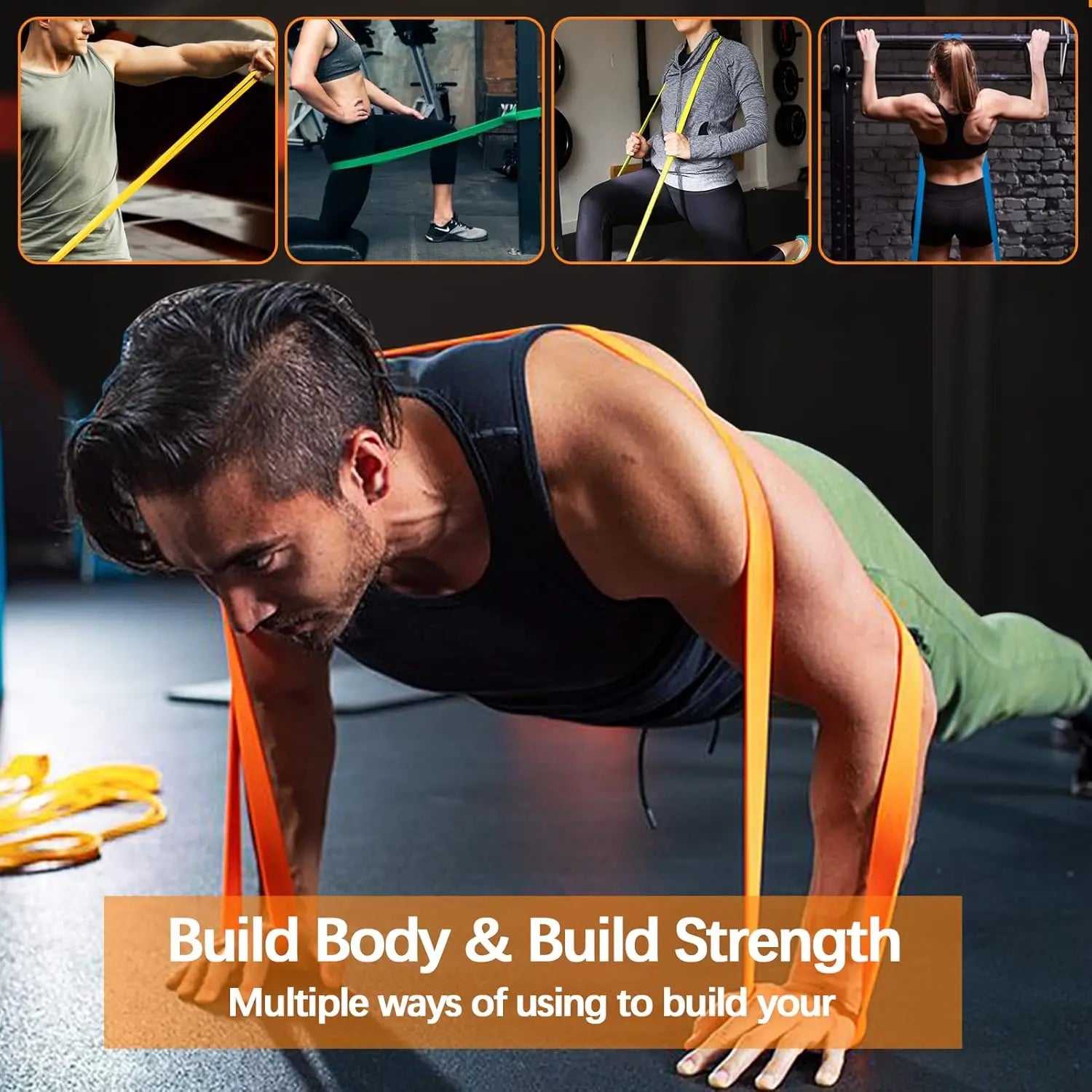 Heavy Duty Resistance Bands | Pull Up Assist Band Set | Long Exercise Bands for Home Gym | Strength Training | 8-125lbs Tension | Latex Workout Loops
