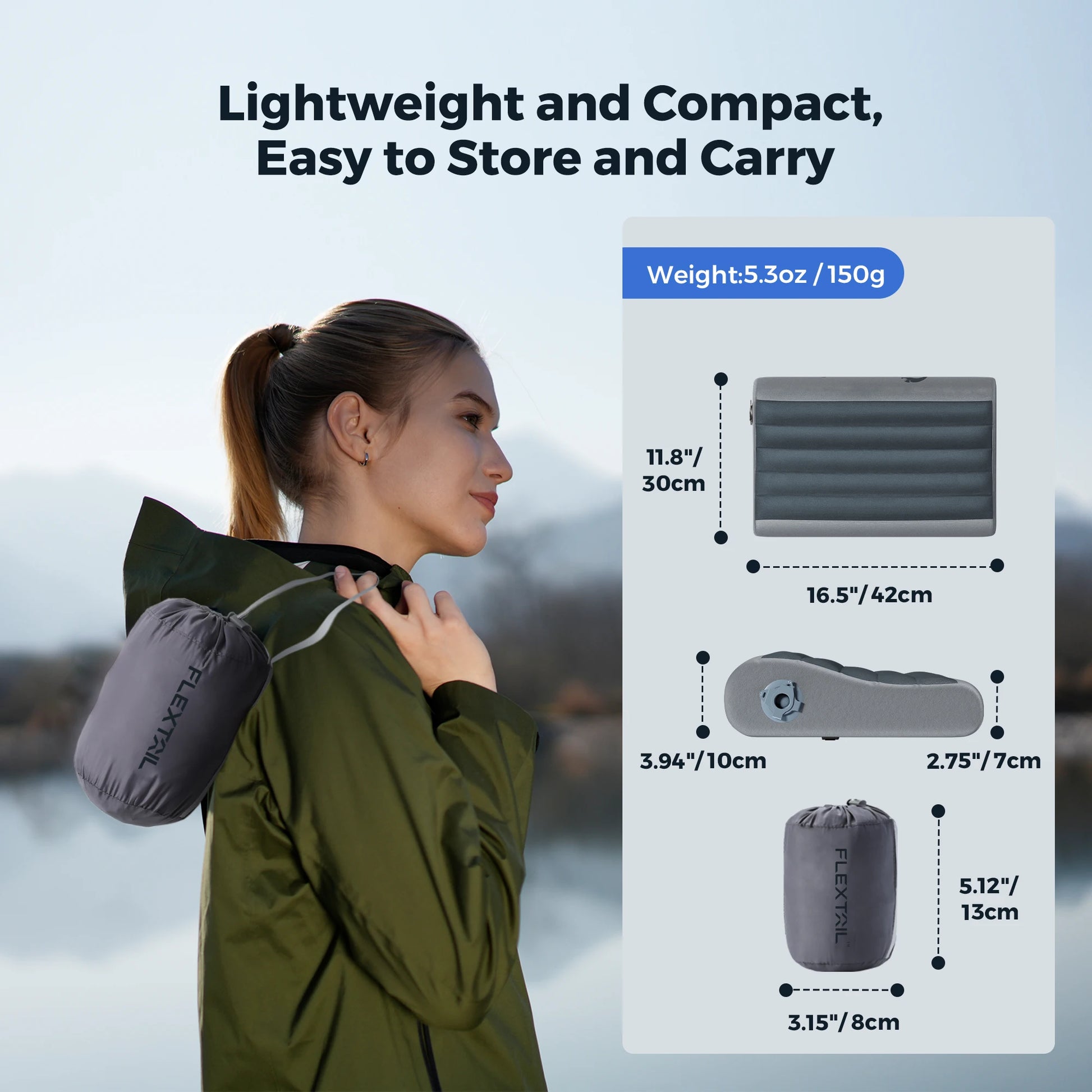 Ergonomic Inflatable Travel Pillow With Dual Neck Support