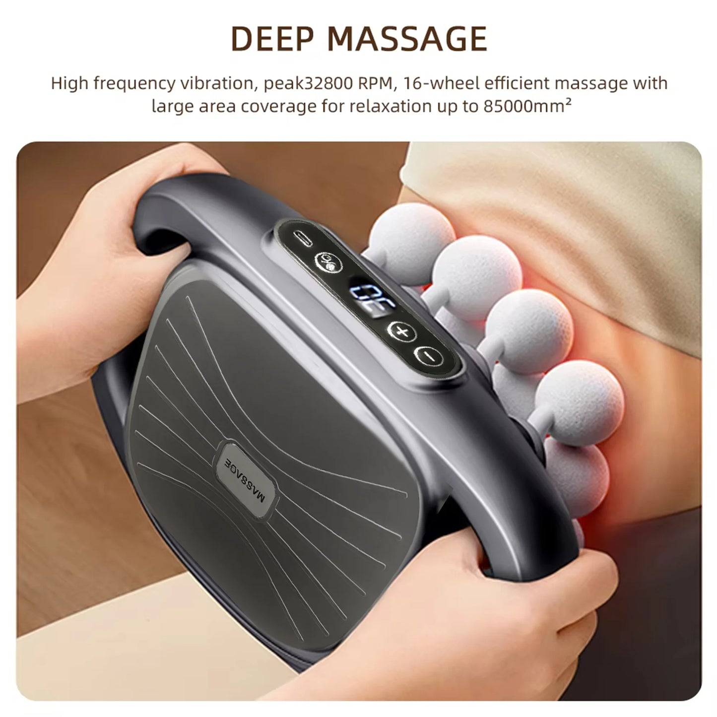 16-Head Deep Tissue Massager | Full Body Fascia Gun, 30 Speed Levels, Muscle Recovery Device