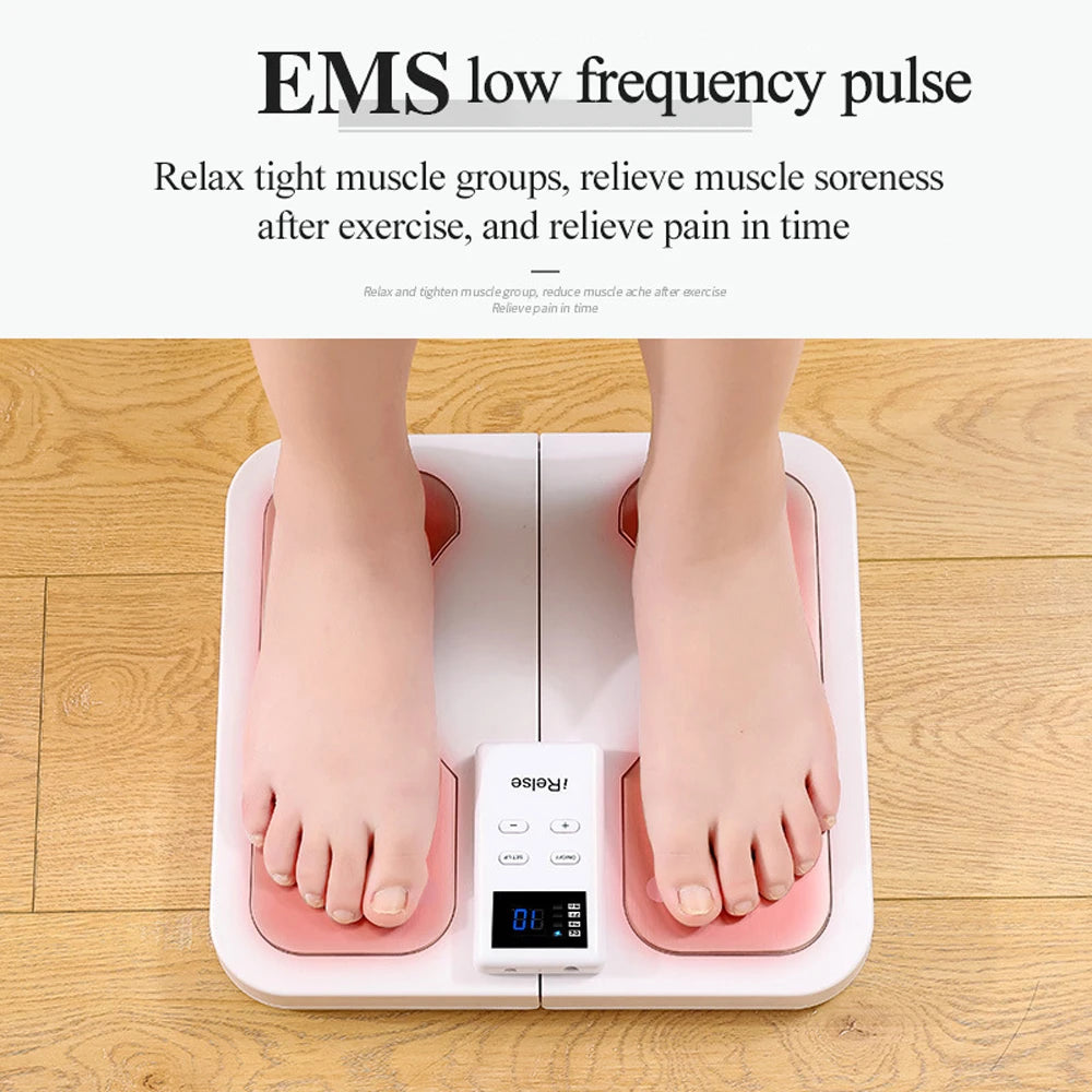 EMS Foot Massager for Circulation | TENS Electric Foot Pain Relief System with Heat & Muscle Stimulation
