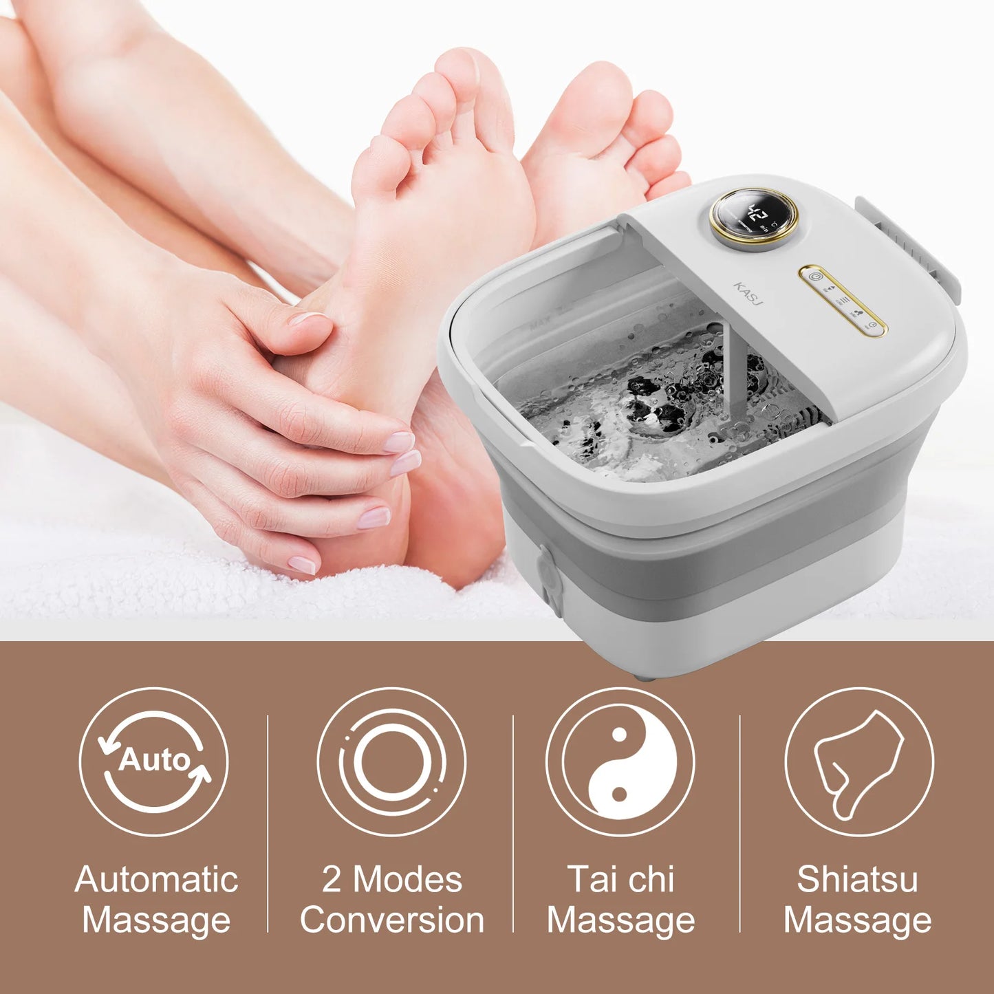 Foot Spa Bath Massager | Bubble Foot Bath Soaker Tub, Heat Control & Pedicure Rollers