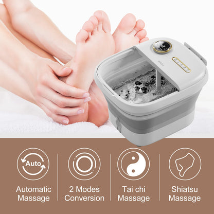 Foot Spa Bath Massager | Bubble Foot Bath Soaker Tub, Heat Control & Pedicure Rollers
