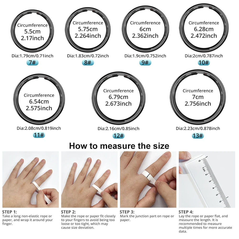 Smart Ring for Health Tracking | OLED Display | Heart Rate, SpO₂, Sleep & Stress Monitor | 5ATM Waterproof, Wireless Charging