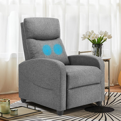Recliner Massage Chair | Adjustable Fabric Sofa | Lumbar Support & Full Backrest | Modern Grey and Black