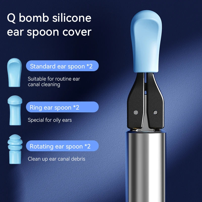 Ear Wax Removal Tool with Camera | 12MP HD Wi-Fi Otoscope for iPhone & Android | LED Light, 3-in-1 Spoon, Pick & Tweezer Kit
