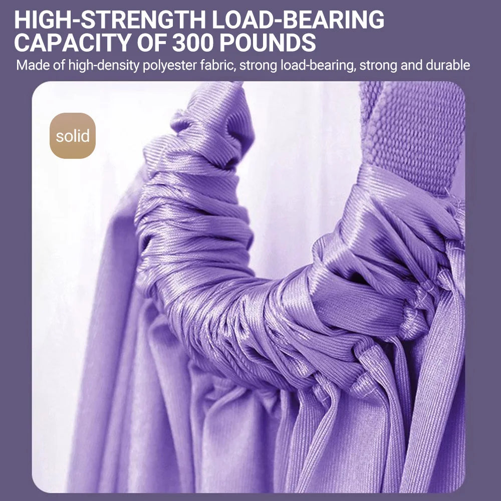 Adjustable Aerial Yoga Strap – Metal-Buckle Stretch Belt for Splits, Inversions & Backbends, Cotton-Blend, Pink/Green/Purple