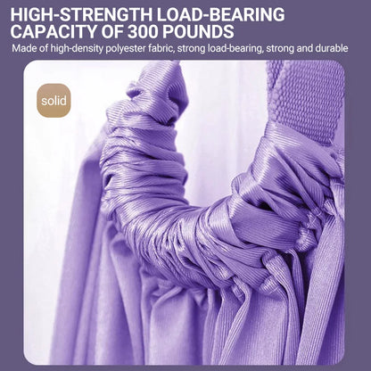 Adjustable Aerial Yoga Strap – Metal-Buckle Stretch Belt for Splits, Inversions & Backbends, Cotton-Blend, Pink/Green/Purple