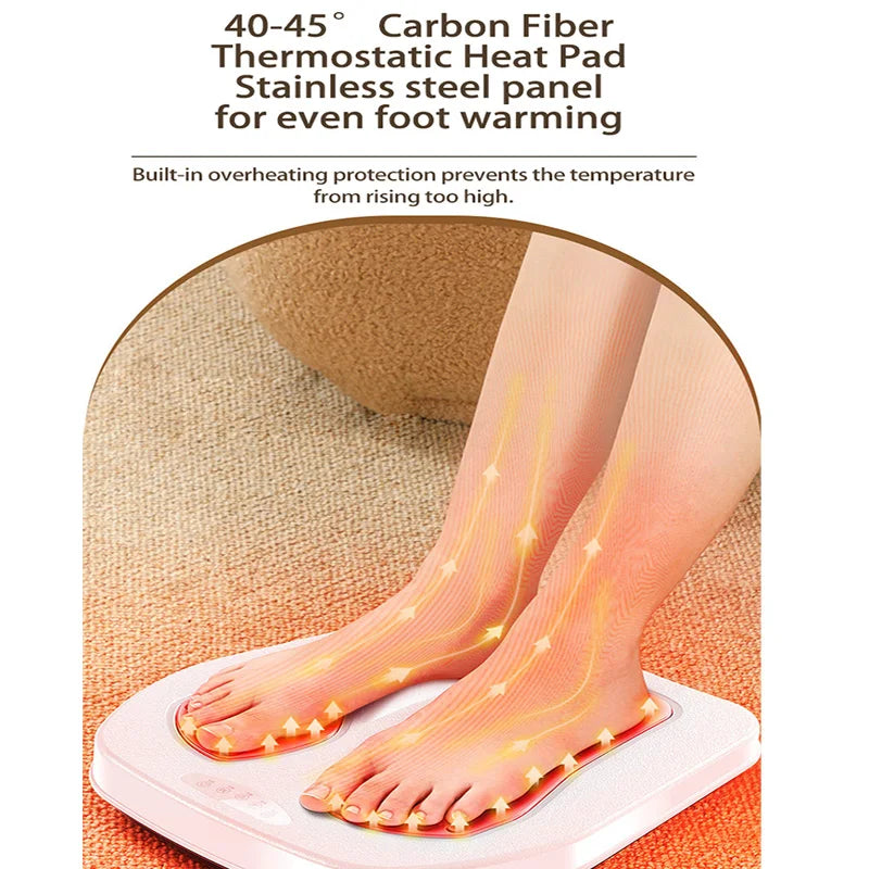 EMS Foot Massager with Heat & Remote | Electric Foot Circulation Machine, Pulse Therapy Pad, Adjustable Intensity & Modes