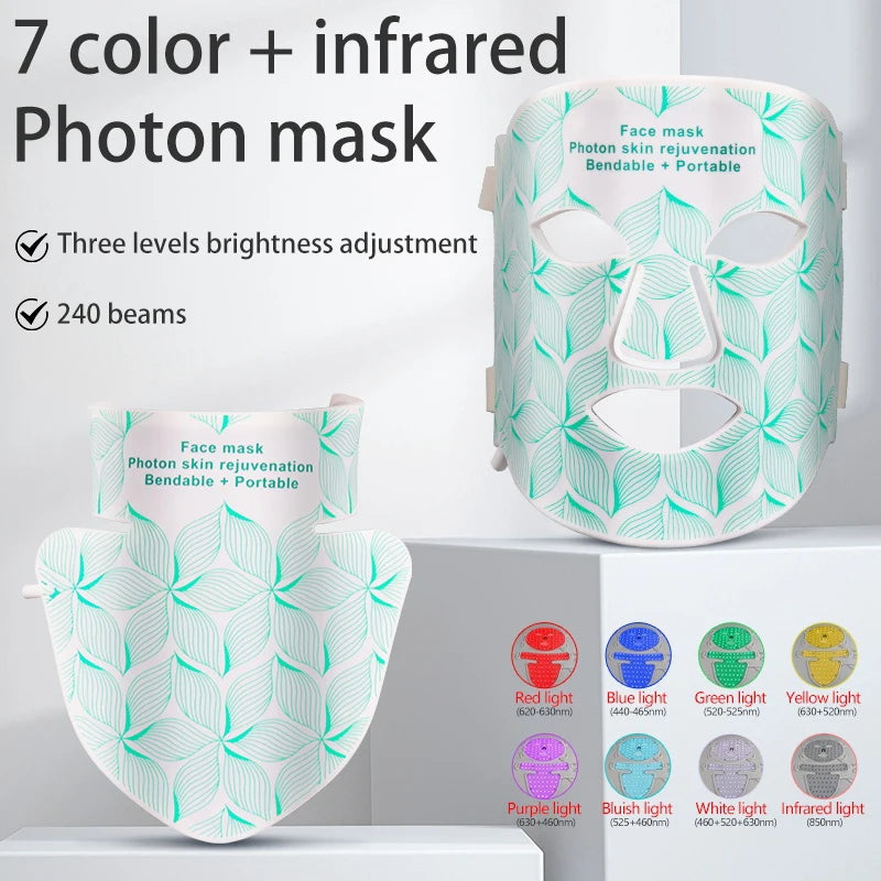 LED Face and Neck Light Therapy Mask – 8 Color Skin Rejuvenation