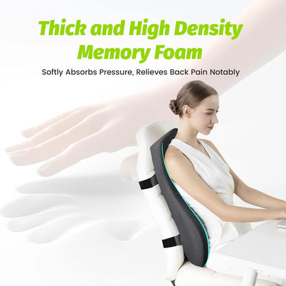 Ergonomic Lumbar Support Pillow | Memory Foam Back Cushion for Office Chair & Posture Support