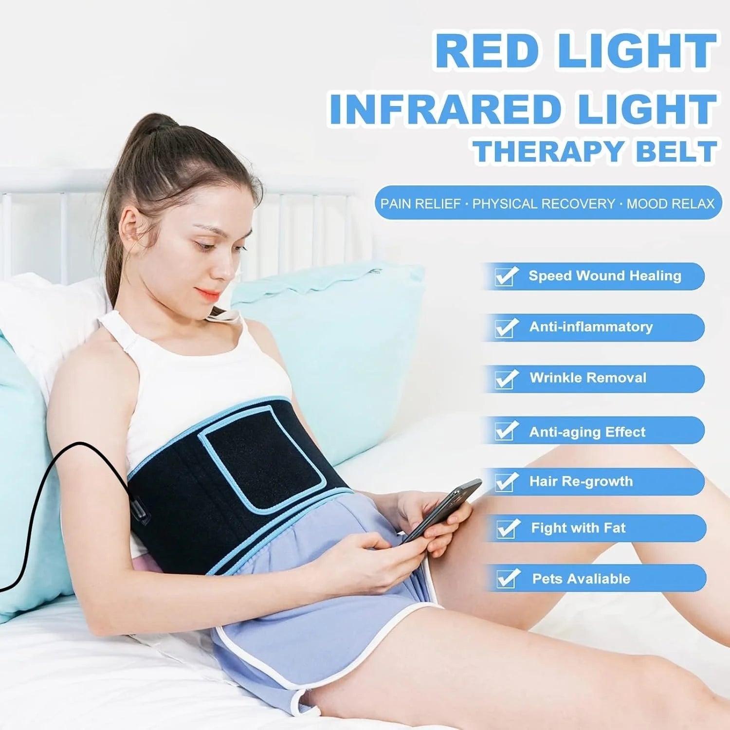 Red Light Therapy Waist Belt – 660nm & 850nm Pain Relief
