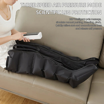 Air Compression Leg Massager Boots | 6 Airbag Full Leg Circulation Machine, Foot Calf Knee Massage System, Rechargeable