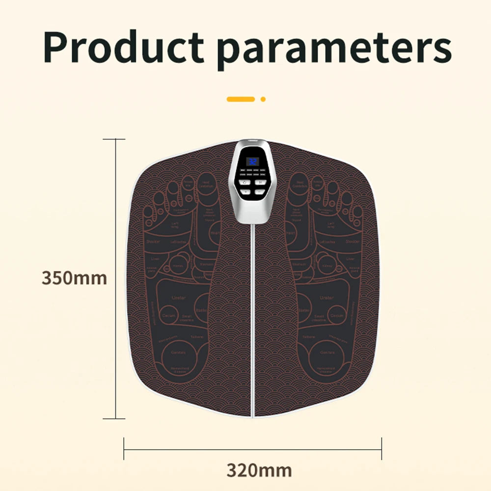 EMS Foot Massager Pad | 8 Modes & 32 Intensities | USB Rechargeable | Remote Control + Auto Shut-Off