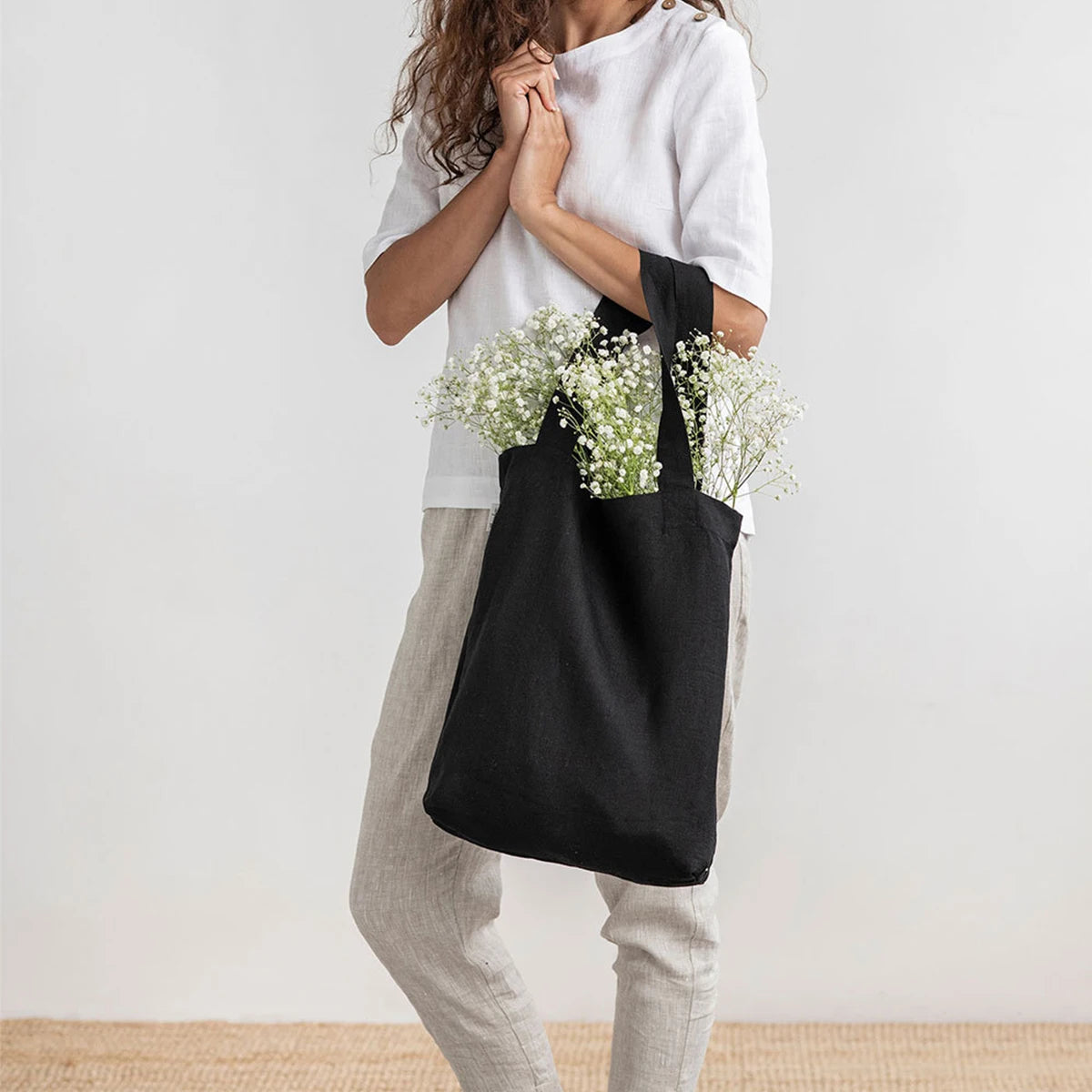 Eco-Friendly Linen Shoulder Bag - vitaAsana