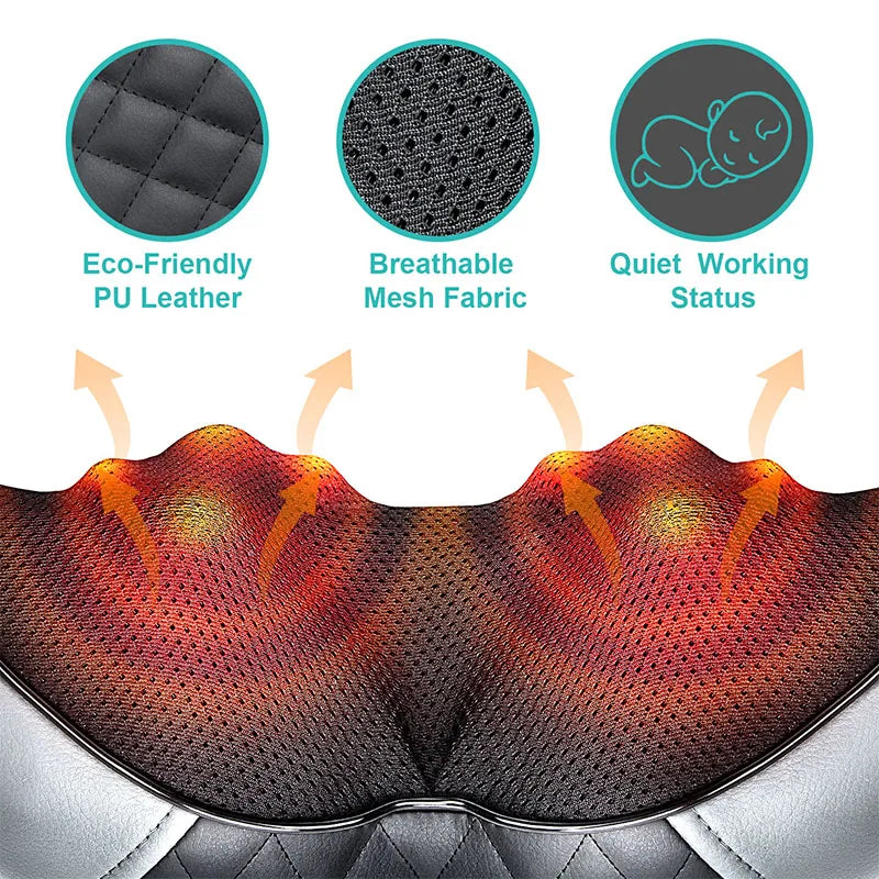 Shiatsu Neck & Shoulder Massager | 8 Nodes | Heat Function | Portable with Car Adapter