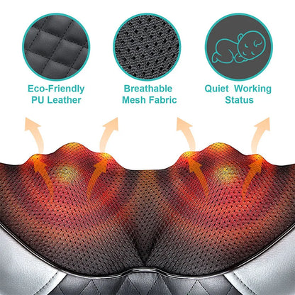 Shiatsu Neck & Shoulder Massager | 8 Nodes | Heat Function | Portable with Car Adapter