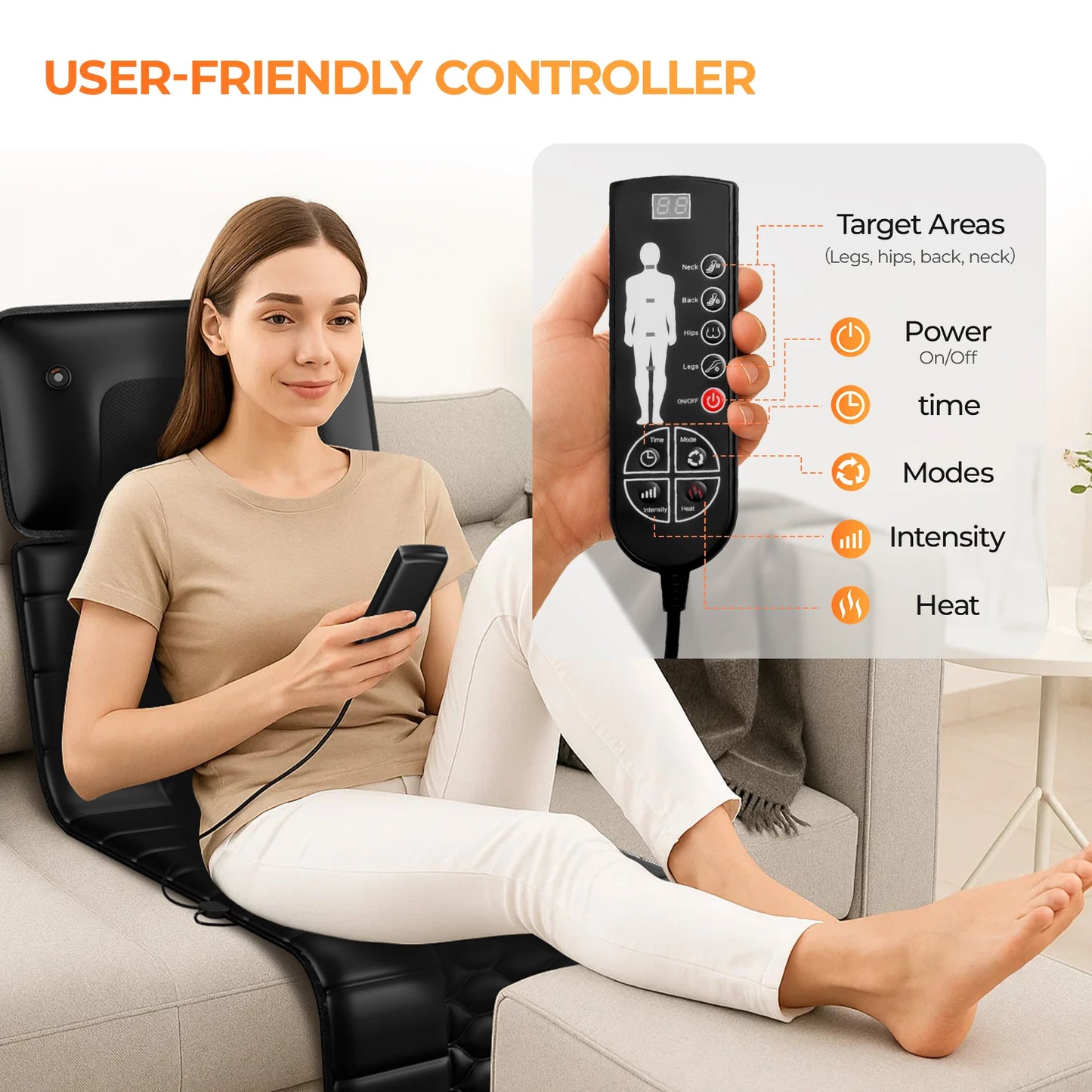 Full Body Massage Mat with Heat | Shiatsu Back Massage Mat | Electric Massage Pad for Home Use