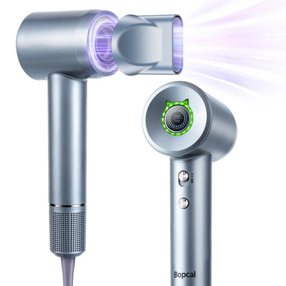 High-Speed Hair Dryer 110,000 RPM | 200 Million Negative Ions, 16 Modes, Lightweight Ionic Blow Dryer with LED & Smart Temp Control Silver