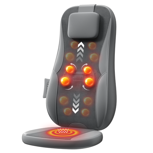 Full-Body Massage Seat | Dual-Rail Back Massage, Heat Therapy, Vibration & Home/Car Use