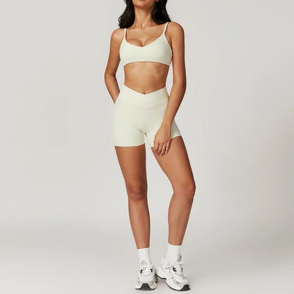 Yoga Set for Women | 2-Piece Short Sleeve Crop Top and High Waisted Leggings Workout Outfit with Quick-Dry Stretch Fabric