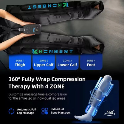 Air Compression Recovery Boots | 4 Chamber Pressotherapy Leg Massager, 240 mmHg Circulation Therapy System