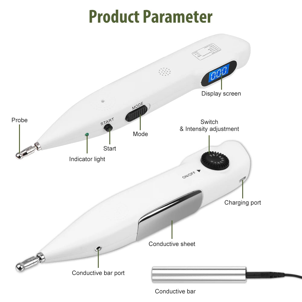 Electronic Acupuncture Pen | Needle-Free Meridian Massage with Pulse Therapy | Auto Acupoint Detection, 9 Intensity Levels, USB Rechargeable