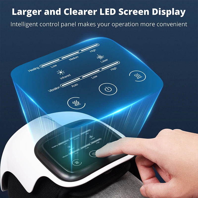 Heated Knee Massager with Vibration | 3 Heat & Massage Levels | LED Display | Cordless Rechargeable Knee Brace for Pain Relief & Joint Recovery